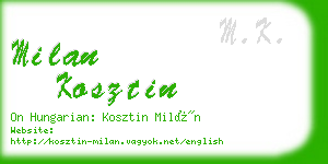 milan kosztin business card